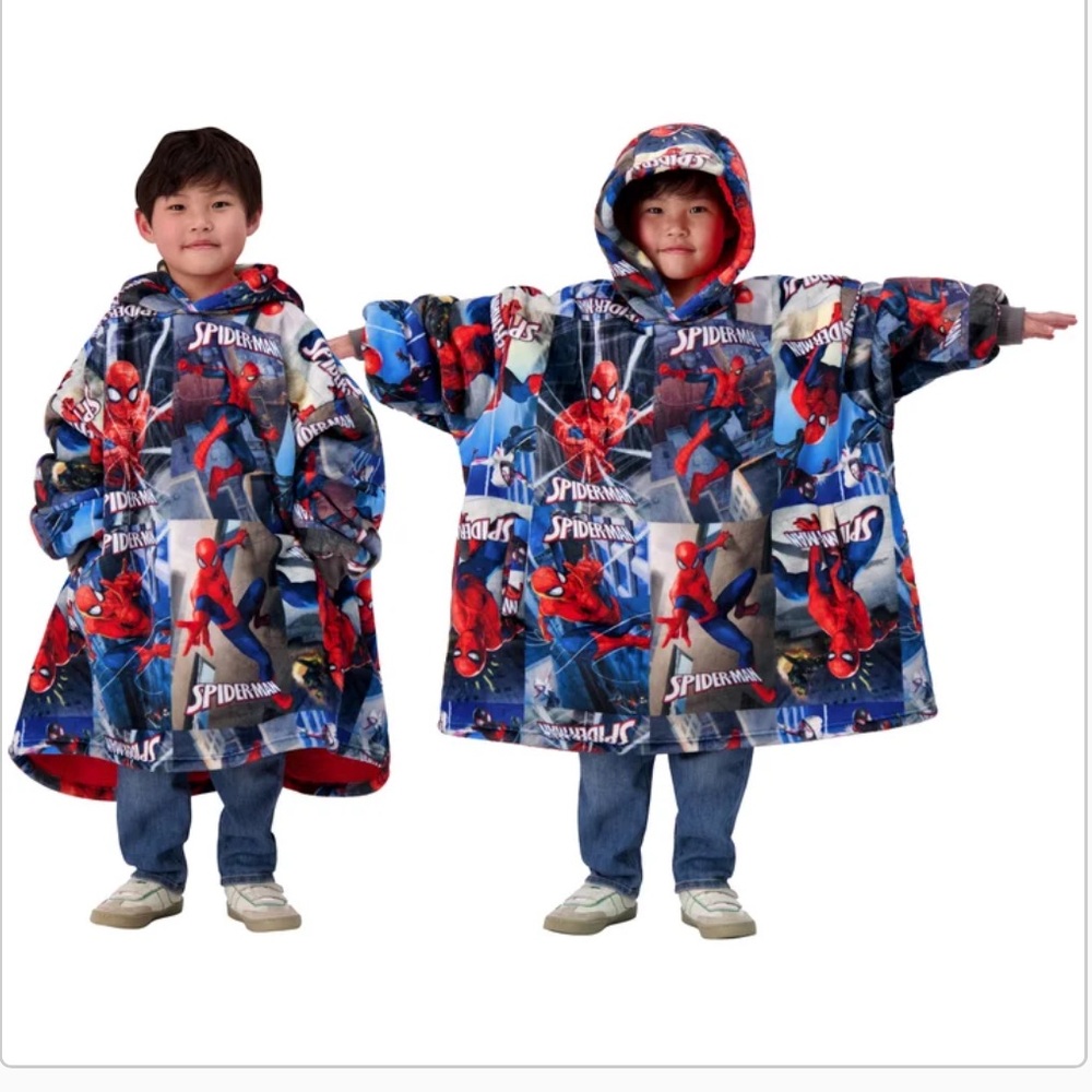 NWT Marvel Spider-Man Plush Hoodie - Red and Blue